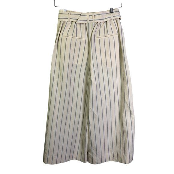 CLUB MONACO PANT STRIPED A-LINED HIGH WAISTED WIDE LEG CULOTTES CROP CREAM PANT - Picture 5 of 16